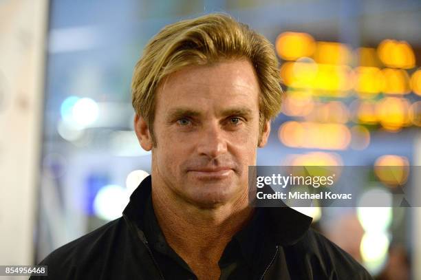 Laird Hamilton attends the Los Angeles premiere of 'Take Every Wave: The Life of Laird Hamilton,' sponsored by Land Rover, Verizon and RYOT on...