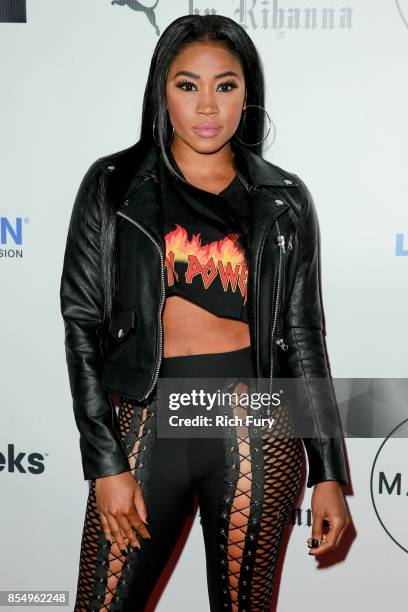 Wrestler Ariane Andrew attends the Fenty Puma Launch Party on September 27, 2017 in Beverly Hills, California.