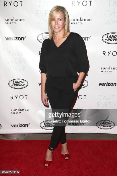 Chelsea Handler attends the Premiere of Sundance Selects' "Take Every Wave: The Life Of Laird Hamilton" at ArcLight Hollywood on September 27, 2017...