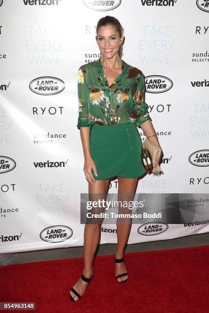 Tricia Helfer attends the Premiere of Sundance Selects' "Take Every Wave: The Life Of Laird Hamilton" at ArcLight Hollywood on September 27, 2017 in...