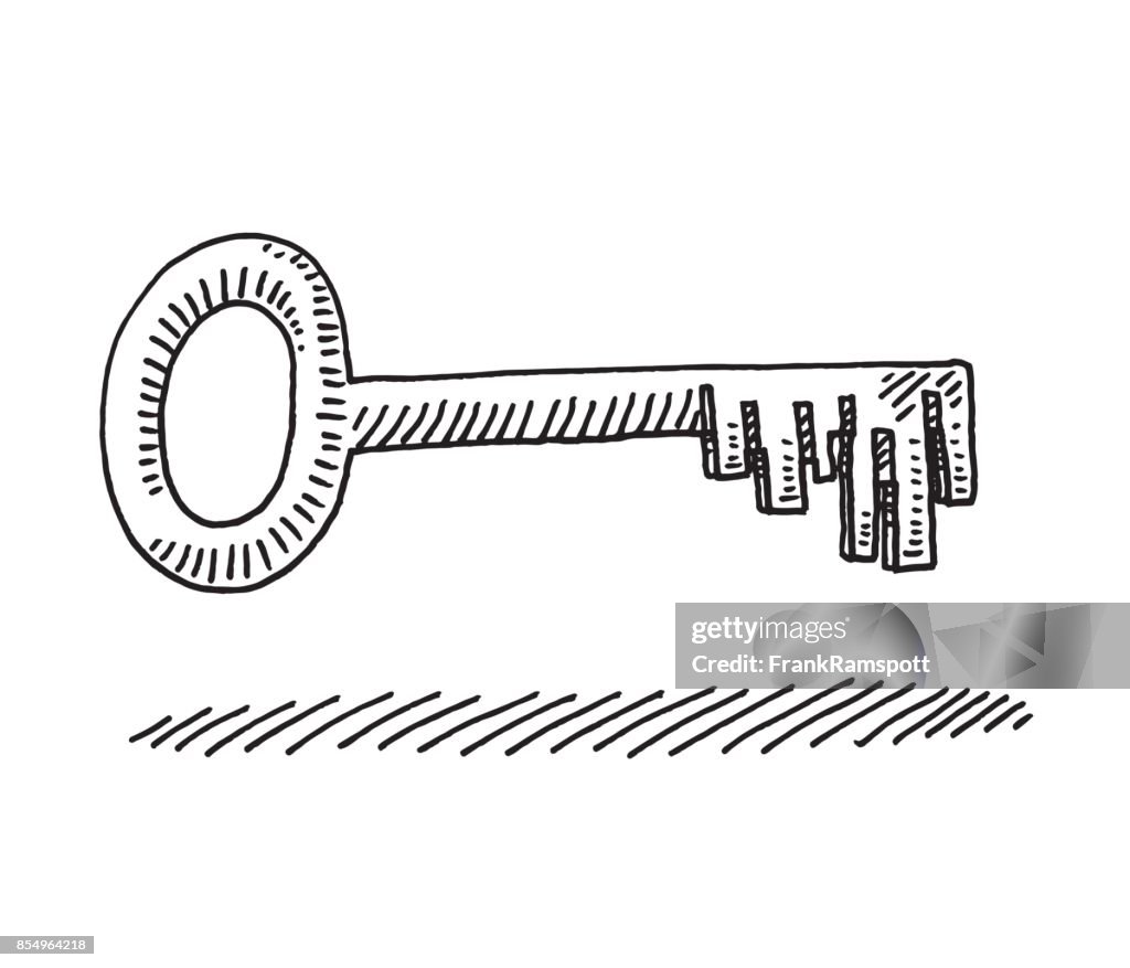 Old Key Line Shape Old Key Line Drawing