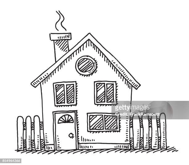 small detached house drawing - house stock illustrations