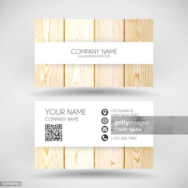 modern business card template with wooden background - construction material stock illustrations