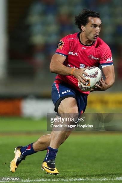 James Lowe of Tasman in action during the round seven Mitre 10 Cup match between Taranaki and Tasman at Yarrow Stadium on September 28, 2017 in New...