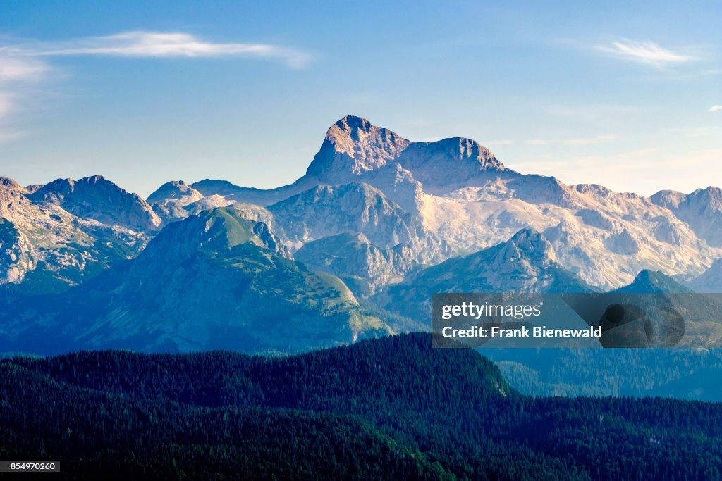 Aerial view on the summit of Mount Triglav from Vogel cable...