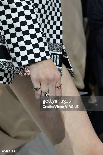 Model walks the runway during the Christian Dior Ready to Wear Spring/Summer 2018 fashion show as part of Paris Fashion Week at Musee Rodin on...