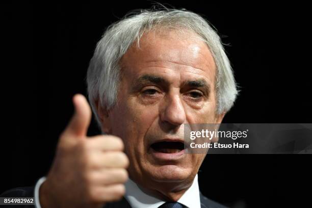 Japan Head Coach Vahid Halilhodzic speaks during a squad announcement press conference at the JFA House on September 28, 2017 in Tokyo, Japan.