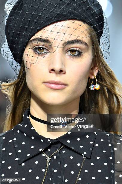 Model walks the runway during the Christian Dior Ready to Wear Spring/Summer 2018 fashion show as part of Paris Fashion Week at Musee Rodin on...