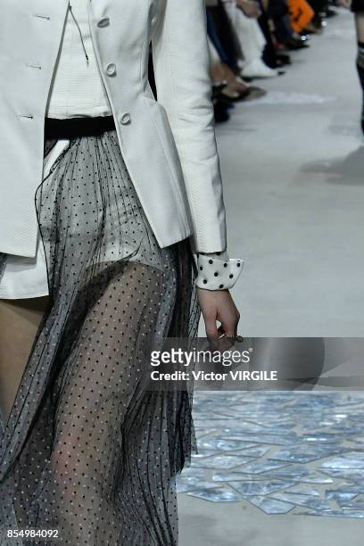 Model walks the runway during the Christian Dior Ready to Wear Spring/Summer 2018 fashion show as part of Paris Fashion Week at Musee Rodin on...