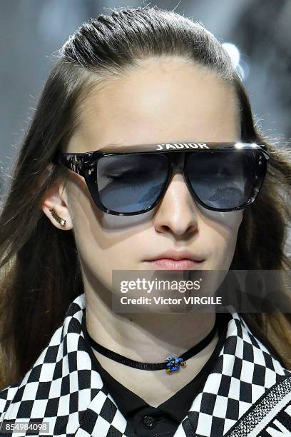 Model walks the runway during the Christian Dior Ready to Wear Spring/Summer 2018 fashion show as part of Paris Fashion Week at Musee Rodin on...