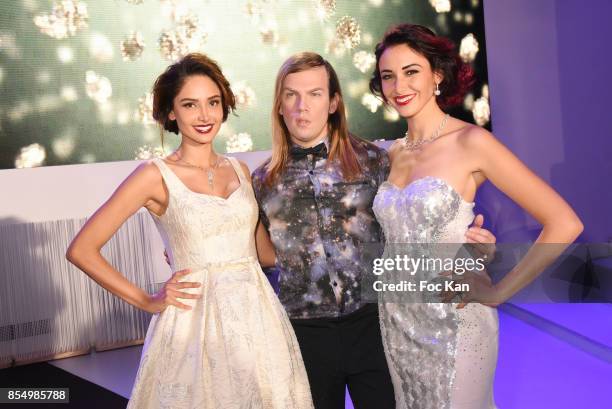 Model Patricia Contreras, Christophe Guillarme and miss France 2012 Delphine Wespiser attend the Christophe Guillarme Show as part of the Paris...
