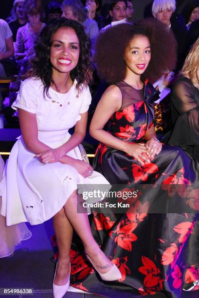 Laurence Roustandjee and Aurelie Konate, attend the Christophe Guillarme Show as part of the Paris Fashion Week Womenswear Spring/Summer 2018 on...