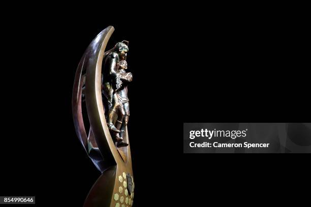 The Provan Summons trophy is displayed during the NRL Fan Day at Luna Park on September 28, 2017 in Sydney, Australia.