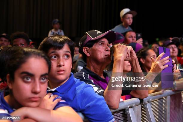 Fans look on during the NRL Fan Day at Luna Park on September 28, 2017 in Sydney, Australia.
