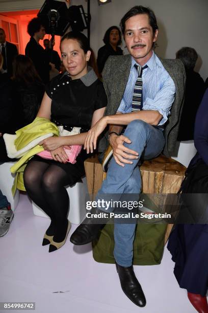 Olympia Le Tan and Elie Top attend the Chloe show as part of the Paris Fashion Week Womenswear Spring/Summer 2018 on September 28, 2017 in Paris,...