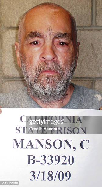 In this handout photo from the California Department of Corrections and Rehabilitation, Charles Manson is seen March 18, 2009 at Corcoran State...