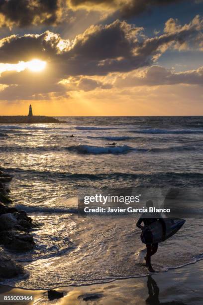 surfers in tel aviv - surfer stock pictures, royalty-free photos & images