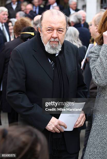 Sir Peter Hall attends the memorial service for Paul Scofield at Westminster Abbey on March 19, 2009 in London, England.