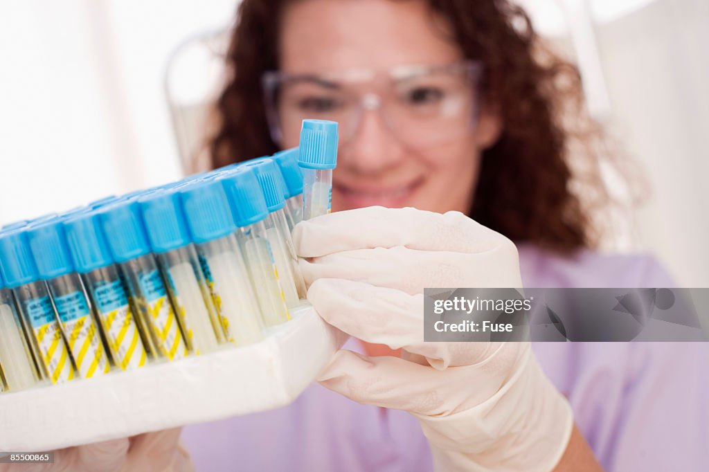 Nurse with Vials of Blood Samples