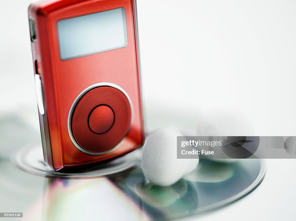 MP3 Player Sitting on a Compact Disc