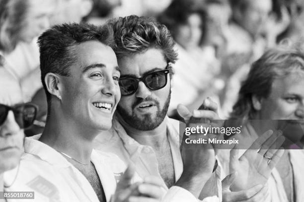 Live Aid dual venue benefit concert held on 13th July 1985 at Wembley Stadium in London, England, and the John F Kennedy Stadium in Philadelphia,...