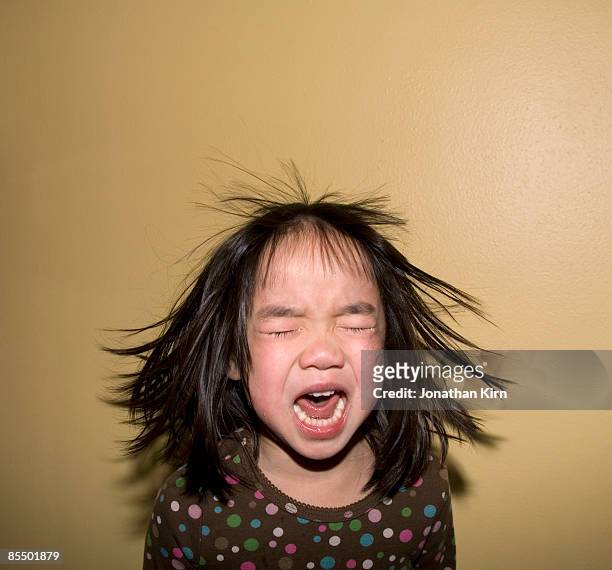 five year old girl throws a temper tantrum.  - tantrum stock pictures, royalty-free photos & images