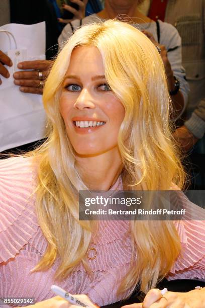 Claudia Schiffer attends the "Kingsman: The Golden Circle - Kingsmann : Le Cercle d'Or" : Book Signing at Colette on September 28, 2017 in Paris,...