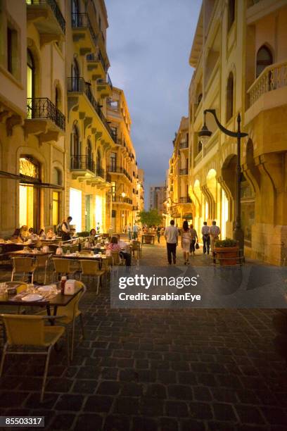 the downtown area of beirut, lebanon. - beirut nightlife stock pictures, royalty-free photos & images