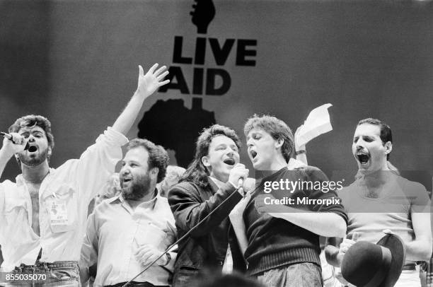 Live Aid dual venue benefit concert held on 13th July 1985 at Wembley Stadium in London, England, the concerts were organised as a follow up to the...