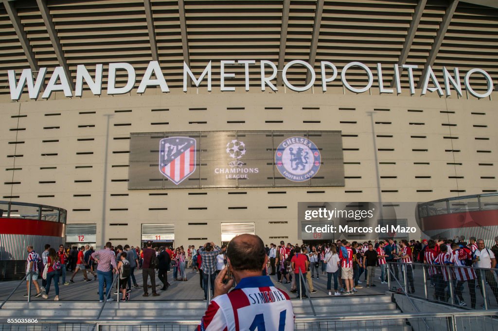 Fans arriving to Atletico de Madrid Wanda Metropolitano...