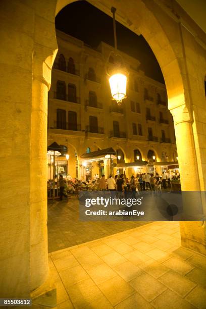 the downtown area of beirut, lebanon. - beirut nightlife stock pictures, royalty-free photos & images