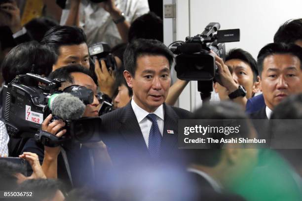 Opposition Democratic Party President Seiji Maehara attends the party's lawmakers meeting at the party headquarters after the Lower House was...