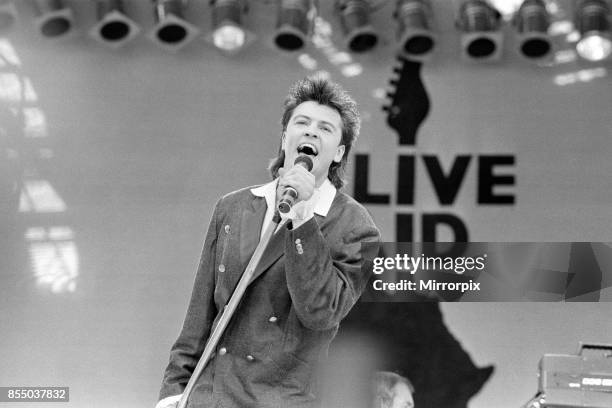 Live Aid dual venue benefit concert held on 13th July 1985 at Wembley Stadium in London, England, and the John F Kennedy Stadium in Philadelphia,...