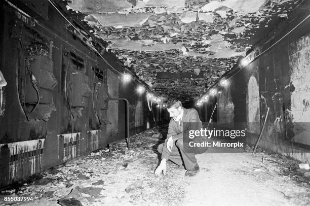 Aftermath of the fatal fire at King's Cross St Pancras tube station, 31 people died in the tragedy, which was most probably by a lit match being...