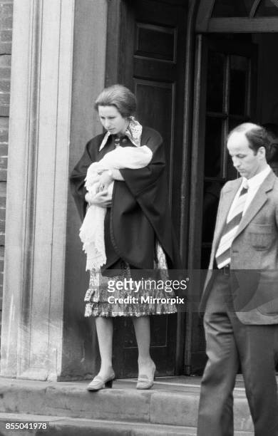 Her Royal Highness Anne leaves St Mary's Hospital in Paddington, London, after the birth of her baby daughter Princess Zara, she is accompanied by...