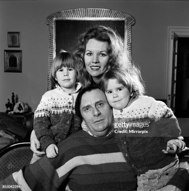 Barry Humphries with his wife Diane Millstead and their children Rupert and Oscar, December 1984.