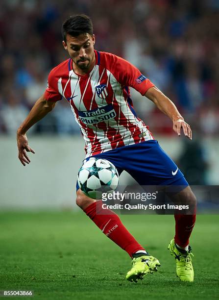 Nico Gaitan of Atletico Madrid in action during the UEFA Champions League group C match between Atletico Madrid and Chelsea FC at Wanda Metropolitano...