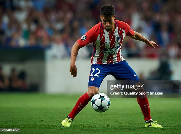 Nico Gaitan of Atletico Madrid in action during the UEFA Champions League group C match between Atletico Madrid and Chelsea FC at Wanda Metropolitano...