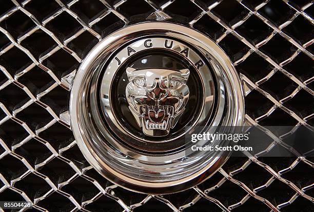 Jaguar grill emblem sits on the front of a supercharged 2009 XF at a dealership March 19, 2009 in Chicago, Illinois. Jaguar and Buick unseated Lexus...