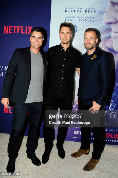 Colin Egglesfield, Todd Courtney and Simon Spurr attend the New York Premiere of "Our Souls at Night" at The Museum of Modern Art on September 27,...