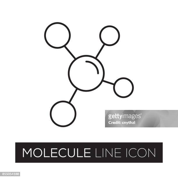 molecule line icon - lab flask vector stock illustrations