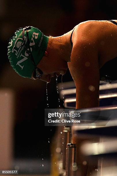Rebecca Adlington wets her face prior to the Women's Open 800m Freestyle Final on day four of the British Gas Swimming Championships at Ponds Forge...