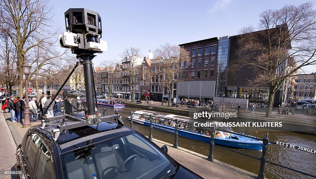 A Google Street View camera fastened on