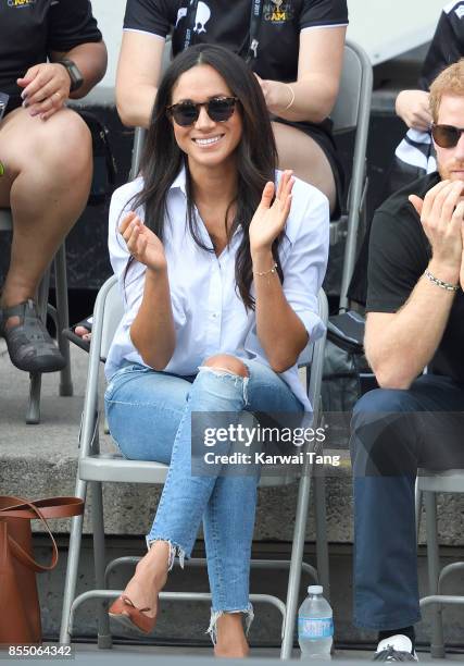 Meghan Markle attends the Wheelchair Tennis on day 3 of the Invictus Games Toronto 2017 at Nathan Philips Square on September 25, 2017 in Toronto,...