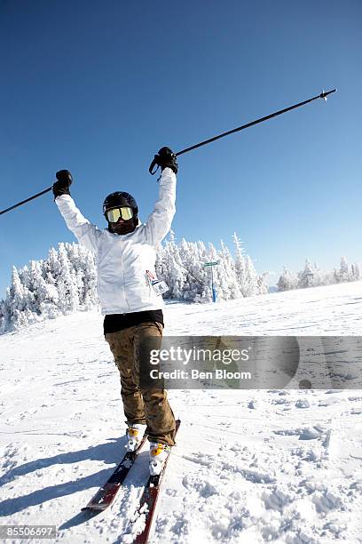 happy skier - vermont stock pictures, royalty-free photos & images