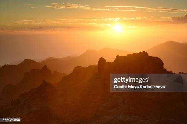 majestic sunset from canary islands - volcanic rock stock pictures, royalty-free photos & images