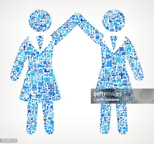 girl power construction industry vector icon pattern - hard hat tablet stock illustrations