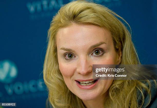 Alyse Nelson, president and CEO of Vital Voices Global Partnership, discusses Vital Voices at the National Press Club on March 19, 2009 in...