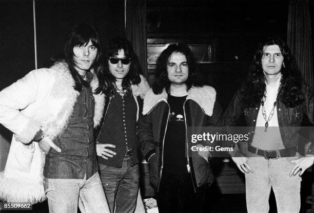 Photo of ARGENT and Jim RODFORD and Bob HENRIT and Russ BALLARD and Rod ARGENT; Posed group portrait L-R Bob Henrit, Russ Ballard, Jim Rodford and...