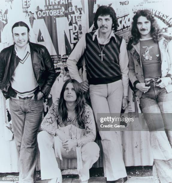 Photo of Ozzy OSBOURNE and BLACK SABBATH; L-R: Bill Ward, Ozzy Osbourne, Tony Iommi, Geezer Butler - posed, group shot - c.1975